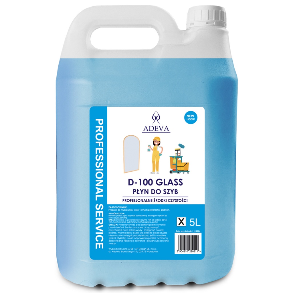 ADEVA D-100 GLASS 5L - PREPARAT DO MYCIA POWIERZCHNI SZKLANYCH 5L