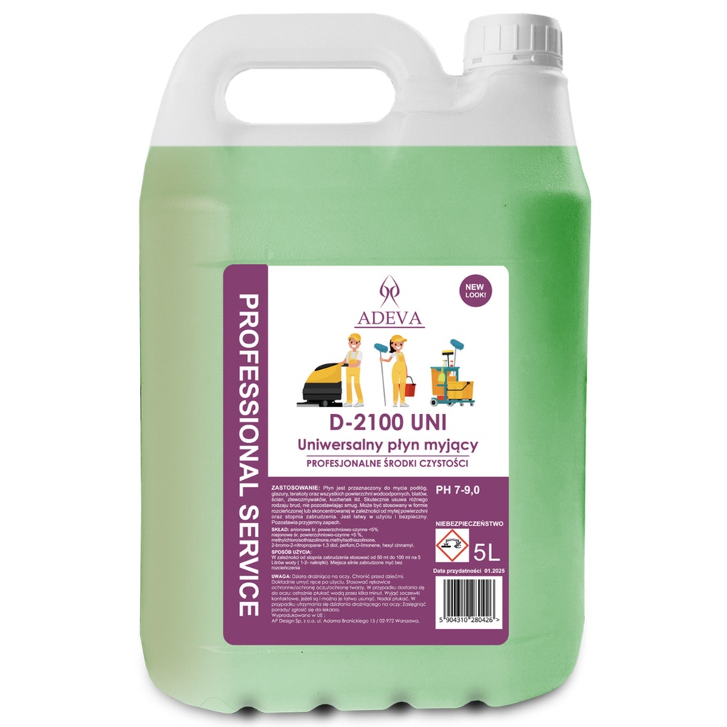 ADEVA D-2100 UNI 5L - UNIWERSALNY PREPARAT DO MYCIA PODŁOGI 5L