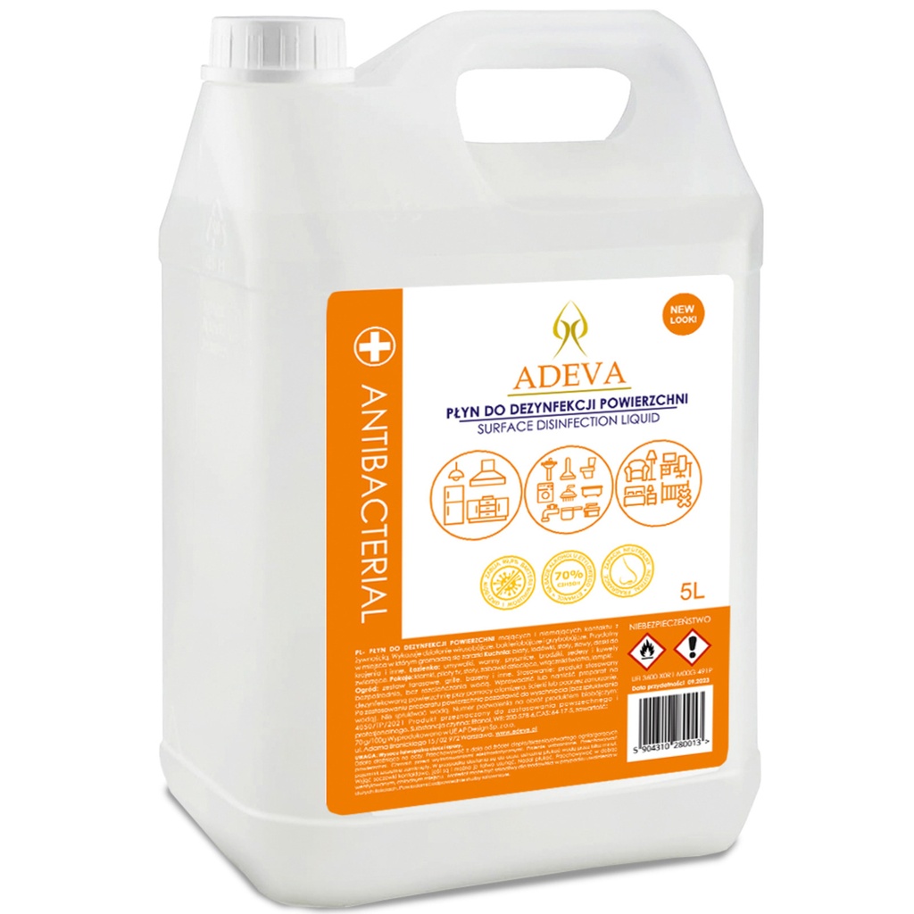 ADEVA DP 5L - ANTYBAKTERYJNY PŁYN DO DEZYNFEKCJI POWIERZCHNI 